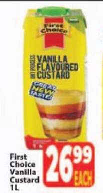 First Choice Vanilla Custard 1L