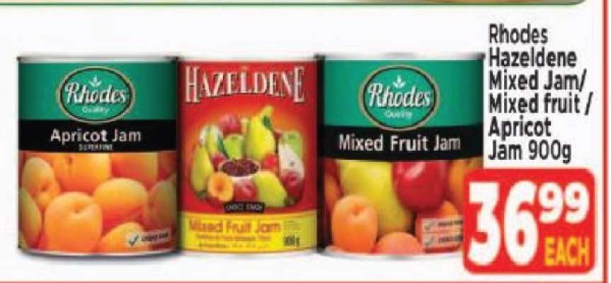 Rhodes Hazeldene Mixed Jam/Mixed fruit/Apricot Jam 900g