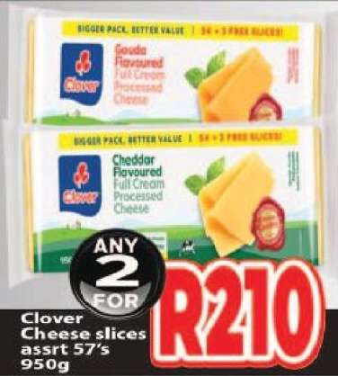 Clover Cheese slices assrt 57's 950g