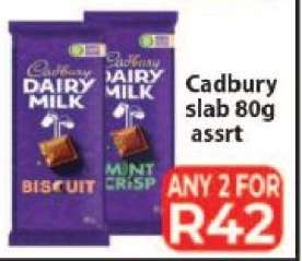 Cadbury slab 80g assrt