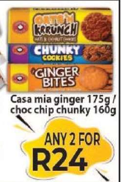 Casa mia ginger 175g / choc chip chunky 160g