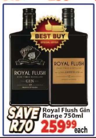 Royal Flush Gin Range 750ml