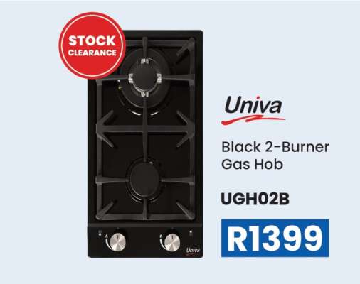 Univa Black 2-Burner Gas Hob