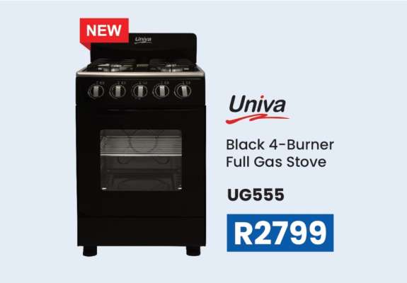 Univa Black 4-Burner Full Gas Stove