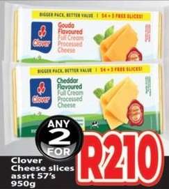 Clover Cheese slices assrt 57's 950g