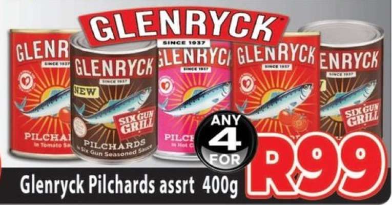Glenryck Pilchards assrt 400g