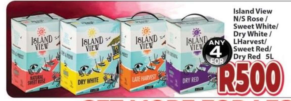 Island View N/S Rose / Sweet White / Dry White / LHarvest / Sweet Red / Dry Red 5L