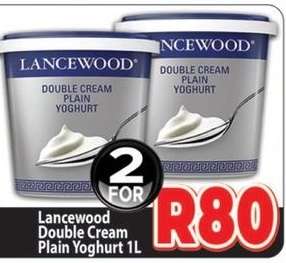 Lancewood Double Cream Plain Yoghurt 1L