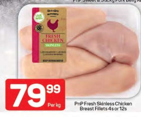PnP Fresh Skinless Chicken Breast Fillets 4s or 12s