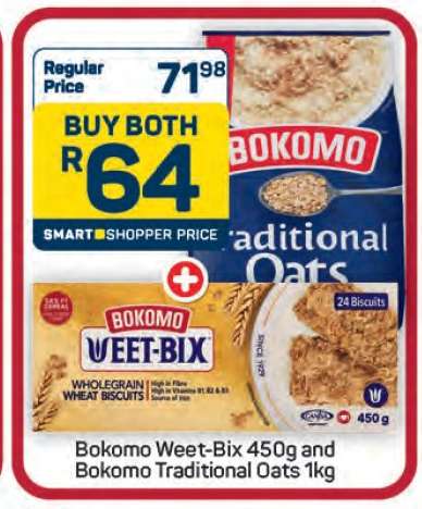 Bokomo Weet-Bix 450g and Bokomo Traditional Oats 1kg