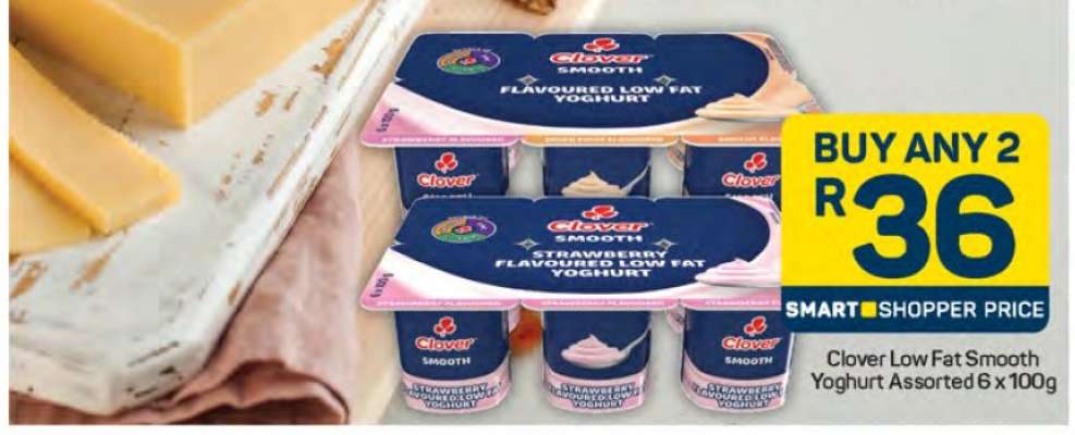 Clover Low Fat Smooth Yoghurt Assorted 6 x 100g