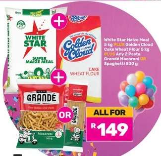 White Star Maize Meal, Golden Cloud Cake Wheat Flour, Pasta Grande