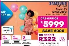 Samsung 58" UHD Smart TV (UA58U800)