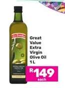 Great Value Extra Virgin Olive Oil 1L