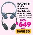 SONY On-Ear Bluetooth Headphones (WH-CH520BZE)