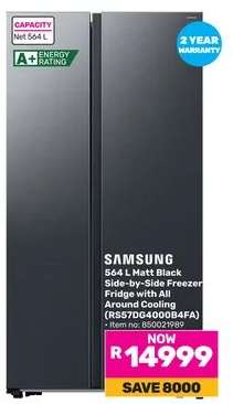 Samsung 564 L Matt Black Side-by-Side Freezer Fridge