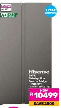 Hisense 543 L Side-by-Side Freezer Fridge (H680SIT)