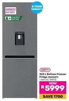 DEFY 323 L Bottom Freezer Fridge (DAC627)