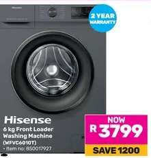 Hisense 6 kg Front Loader Washing Machine (WFVC6010T)