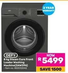 DEFY 8 kg Steam Cure Front Loader Washing Machine (DAW396)