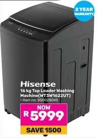 Hisense 16 kg Top Loader Washing Machine (WT3W1622UT)
