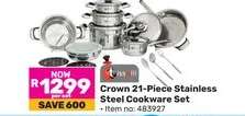 Crown 21-Piece Stainless Steel Cookware Set