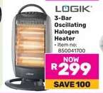 LÖGIK 3-Bar Oscillating Halogen Heater
