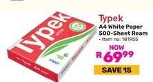 Typek A4 White Paper 500 Sheet Ream