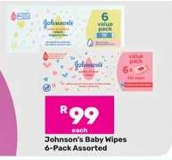 Johnson's Baby Wipes 6-Pack Assorted