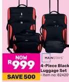 MAINSTAYS 4-Piece Black Luggage Set
