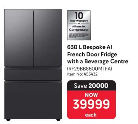 630 L Bespoke AI French Door Fridge with a Beverage Centre