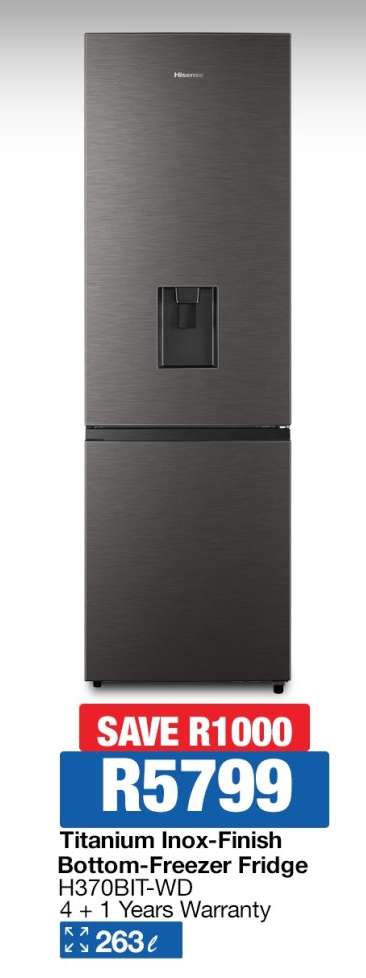 Titanium Inox-Finish Bottom-Freezer Fridge