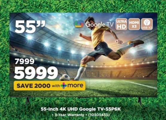 55-Inch 4K UHD Google TV-55P6K