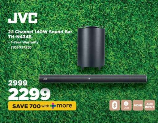 JVC 2.1 Channel 140W Sound Bar TH-N434B