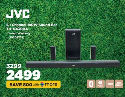 JVC 5.1 Channel 180W Sound Bar TH-N430BA