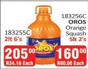 OROS Orange Squash 2lt 6's