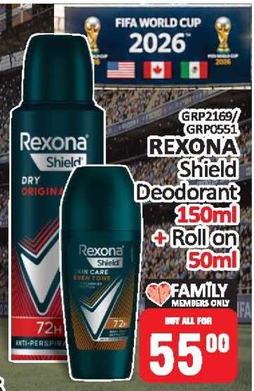 REXONA Shield Deodorant 150ml + Roll on 50ml