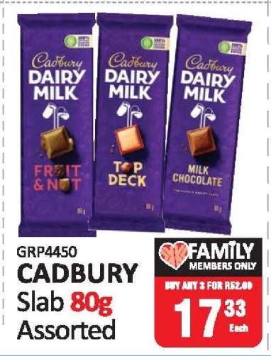 CADBURY Slab 80g Assorted