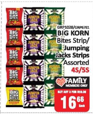 BIG KORN Bites Strip/Jumping Jacks Strips Assorted