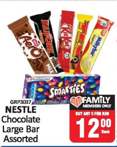 Nestle Chocolate Large Bar Assorted