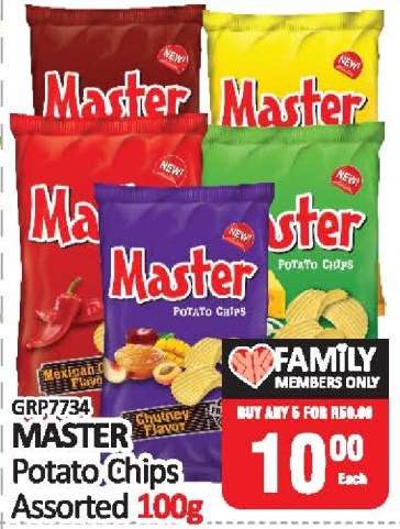 MASTER Potato Chips Assorted 100g