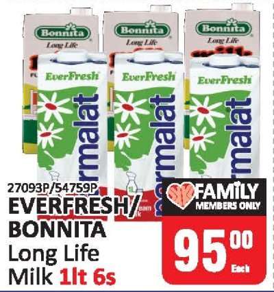 EVERFRESH/BONNITA Long Life Milk 1lt 6s