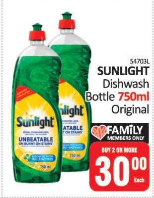 SUNLIGHT Dishwash Bottle 750ml Original
