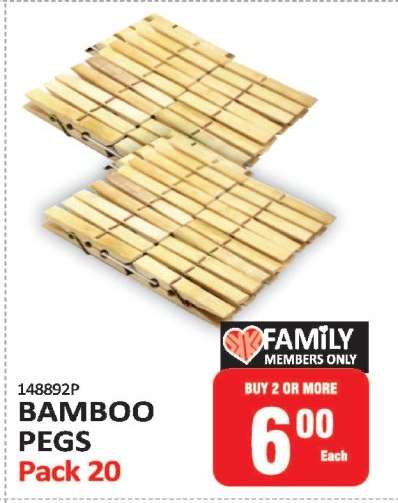 BAMBOO Pegs Pack 20