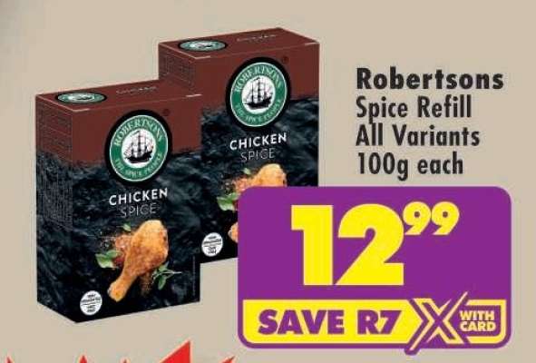 ROBERTSONS SPICE REFILL all variants 100g each