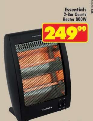 Essentials 2-Bar Quartz Heater 800W