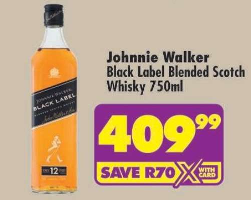 JOHNNIE WALKER BLACK LABEL BLENDED SCOTCH WHISKY 750ML