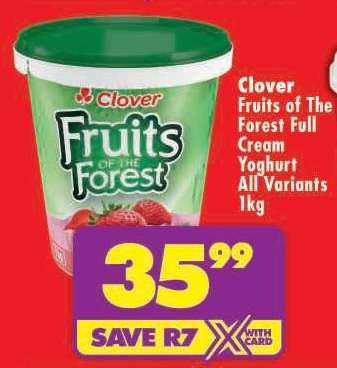 Clover Fruits of The Forest Full Cream Yoghurt All Variants 1kg