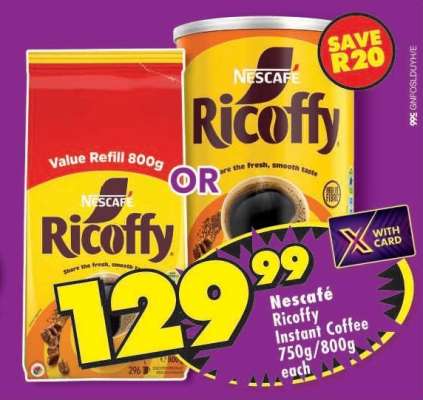 NESCAFÉ RICOFFY INSTANT COFFEE 750g/800g each