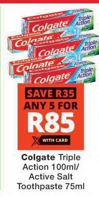 Colgate Triple Action/Active Salt Toothpaste